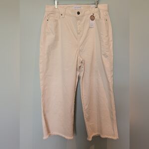 Lane Bryant Wide Leg Cream Crops Flex Fit Mid-rise